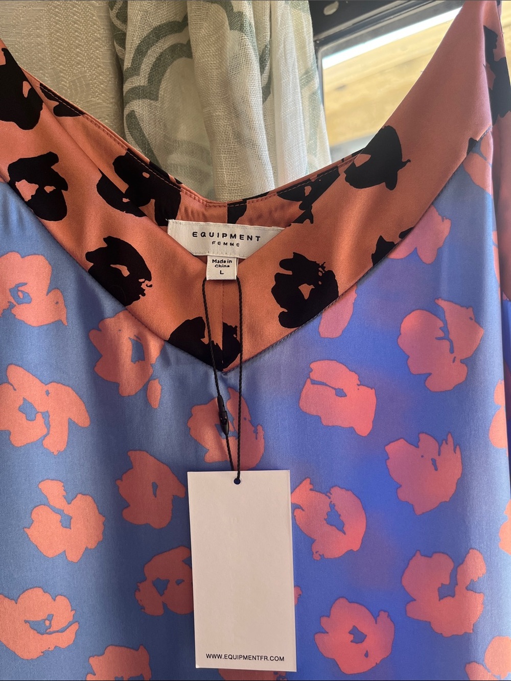 Equipment Silk Floral Slip Dress in Periwinkle, Pink, Black.